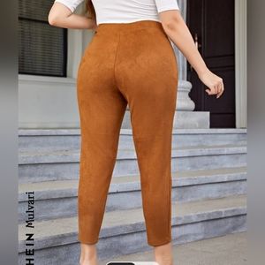 SHEIN Mulvari Plus High Waist Faux Suede Pants